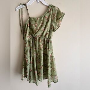 Chic Olive Floral Kids Dress